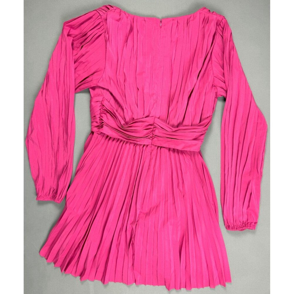 NWT Anthropology x Aureta Pleated Long-Sleeve V-Neck Dress Pink L - Picture 3 of 7